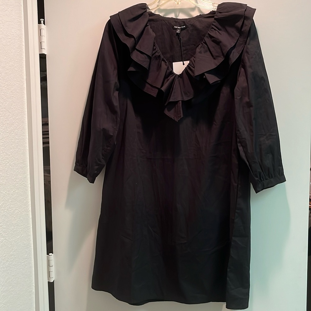 NWTs Who What Wear Woman  Size Medium Black 100% Cotton Dress